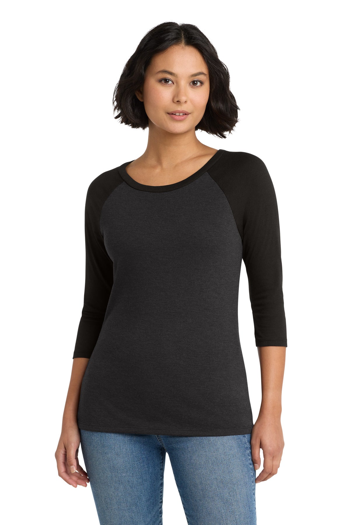 District Women's Perfect Tri 3/4-Sleeve Raglan DM136L